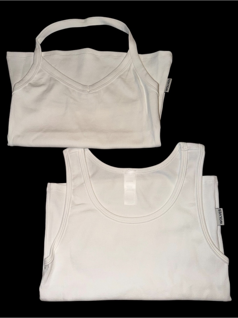 Darc Sport Wolves White Ribbed Athletic Tank & Halter Top Bundle Medium